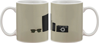 Artifa Glass Camera Phone Diary Porcelain, Ceramic Mug 350 ml