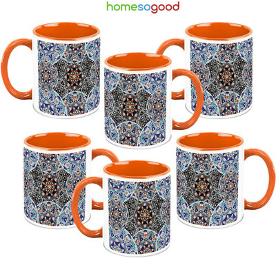 41% OFF on HomeSoGood Surrounded By Bubbles 6 Mugs Ceramic Mug 325 ml, Pack of 6