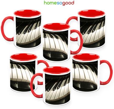 41% OFF on HomeSoGood Ultimate Piano QTY 6 Ceramic Mug 325 ml, Pack of 6