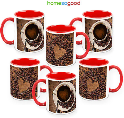 41% OFF on HomeSoGood A Traditional Welcome Pack Of 6 Ceramic Mug 325 ml, Pack of 6