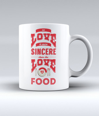 12% OFF on Lab No. 4 No Love Is More Sincere Than The Love Of Food Quote Ceramic Mug 350 ml