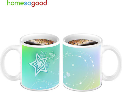 45% OFF on Homesogood The Glowing Stars Ceramic Mug 280 ml, Pack of 2