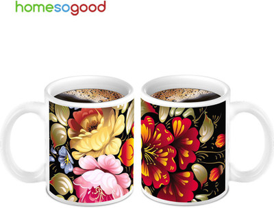 45% OFF on HomeSoGood Beautiful Flowers Painting On Coffee Ceramic Mug 280 ml, Pack of 2 45% OFF on HomeSoGood Beautiful Flowers Painting On Coffee Ceramic Mug 280 ml, Pack of 2