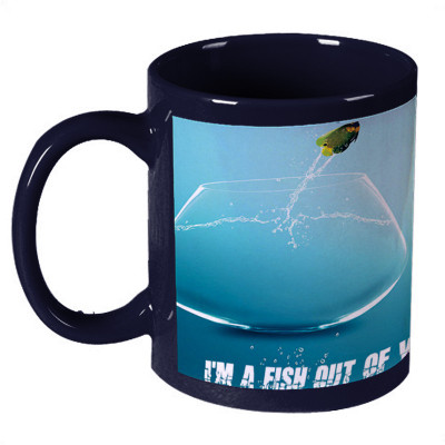 56% OFF on Amy Quote I Am A Fish Dark Blue Ceramic Mug 330 ml