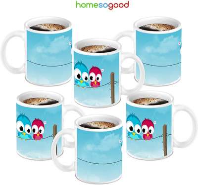 49% OFF on HomeSoGood I Love My Coffee 6 Mugs Ceramic Mug 280 ml, Pack of 6