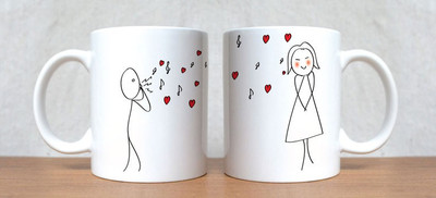 StyBuzz Kiss Of Love Couple Porcelain Mug 300 ml, Pack of 2 StyBuzz Kiss Of Love Couple Porcelain Mug 300 ml, Pack of 2