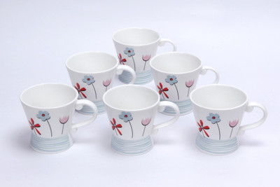 Clay Craft Moon 302 Sline Bone China Mug 170 ml, Pack of 6