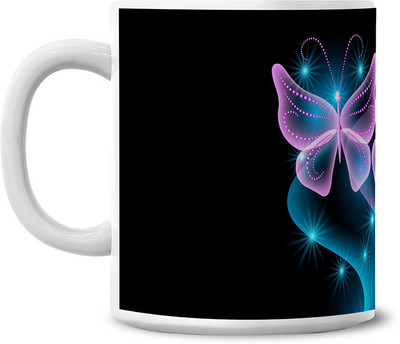 50% OFF on Lovely Collection Neon Butterflies Ceramic Mug