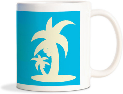 87% OFF on AMY Cocunut Tree Design Coffee Ceramic Mug