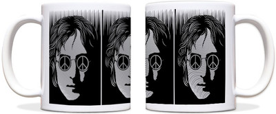 60% OFF on ShopMantra John Lennon Vector Artwork Black Ceramic Mug 300 ml