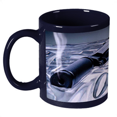 56% OFF on Amy Pistol Gun Dark Blue Ceramic Mug 330 ml