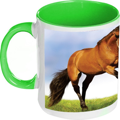 41% OFF on AMY Brown Horse Inside Green Coffee Ceramic Mug 325 ml