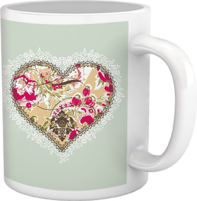 50% OFF on Tiedribbons Love Whisper_Geometric Multicolor_ One Hearts Pattern Ceramic Mug 325 ml