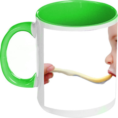 58% OFF on AMY Cute Baby Food Inside Green Coffee Ceramic Mug 325 ml