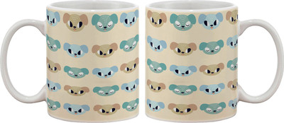 Artifa Bog Faces Pattern Porcelain, Ceramic Mug 350 ml Artifa Bog Faces Pattern Porcelain, Ceramic Mug 350 ml