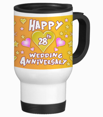 52% OFF on SajawatHomes 28th Happy Anniversary White Travel Stainless Steel Mug 600 ml