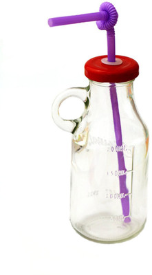 Satyam Kraft Bottle With Straw And Air Tight Cap Glass Mug (500 Ml)