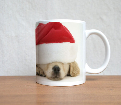 60% OFF on StyBuzz Cute Santa Puppy White Christmas Ceramic Mug 300 ml
