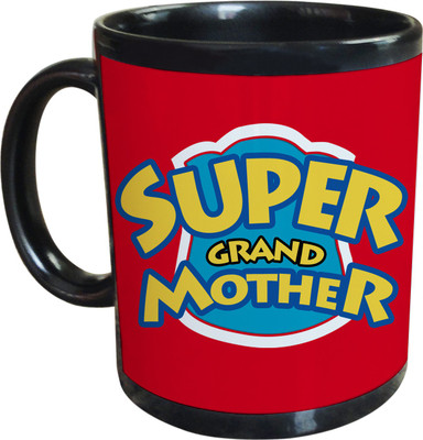 55% OFF on SajawatHomes Gifts For Super Grand Mother Black Coffee Ceramic Mug 350 ml