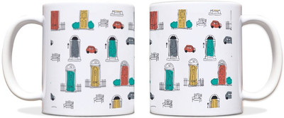 54% OFF on ShopMantra Car & Building Pattern Black Ceramic Mug 300 ml