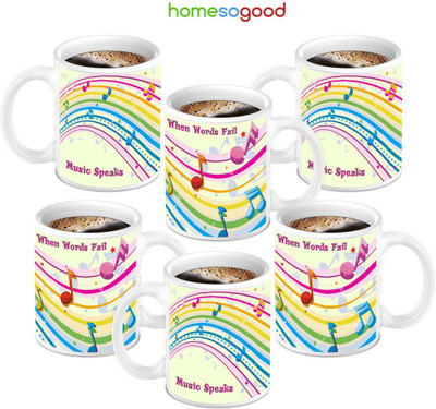 49% OFF on HomeSoGood Colorful Music When Words Fails Ceramic Mug 280 ml, Pack of 6 49% OFF on HomeSoGood Colorful Music When Words Fails Ceramic Mug 280 ml, Pack of 6