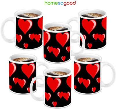 49% OFF on HomeSoGood Hearts Shape 6 Mugs Ceramic Mug 280 ml, Pack of 6 49% OFF on HomeSoGood Hearts Shape 6 Mugs Ceramic Mug 280 ml, Pack of 6