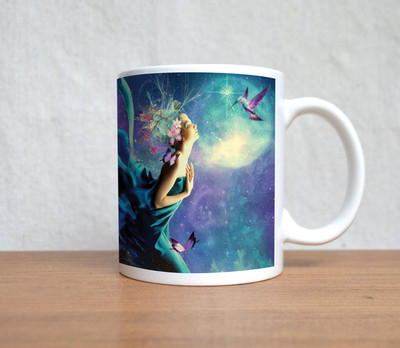 60% OFF on StyBuzz Blue Abstract Girl Art Ceramic Mug 300 ml