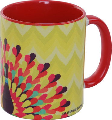 The Elephant Company Plume Peacock Ceramic Mug 180 ml The Elephant Company Plume Peacock Ceramic Mug 180 ml