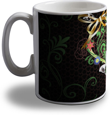 15% OFF on Artifa Heart With Flowers And Butterfly Porcelain, Ceramic Mug 350 ml