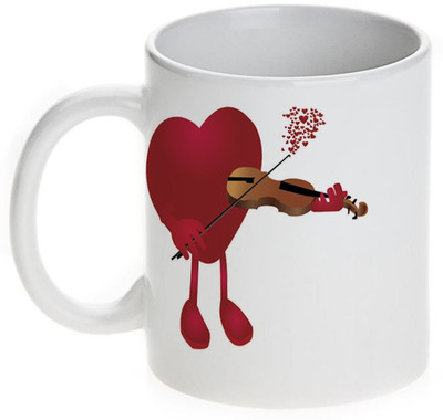 63% OFF on Mugwala Heart Playing Guitar Ceramic Mug 350 ml