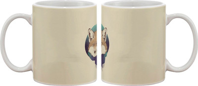 15% OFF on Artifa Wolf With Muffler Porcelain, Ceramic Mug 350 ml