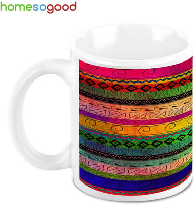41% OFF on HomeSoGood Beautiful Contrasting Lines Ceramic Mug 325 ml