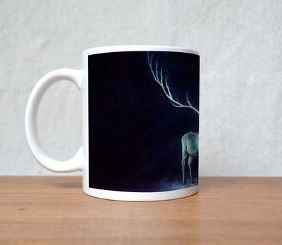 60% OFF on StyBuzz Deer With Night Moon View Porcelain Mug 300 ml