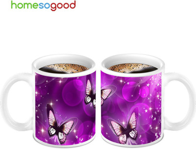 45% OFF on HomeSoGood Three Awesome Butterfly's On Coffee Ceramic Mug 280 ml, Pack of 2 45% OFF on HomeSoGood Three Awesome Butterfly's On Coffee Ceramic Mug 280 ml, Pack of 2