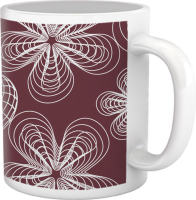 50% OFF on Tiedribbons Geometric Cute_Floral Pattern_Brownish Shade Ceramic Mug 325 ml