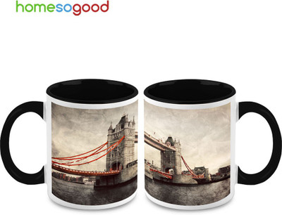 37% OFF on HomeSoGood Tower Bridge Of London Ceramic Mug 325 ml, Pack of 2