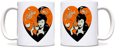 54% OFF on ShopMantra Coffee Time Lady Black Ceramic Mug 300 ml