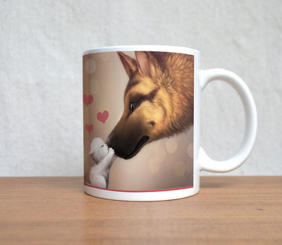 60% OFF on StyBuzz Kitten And Dog Love Ceramic Mug 300 ml