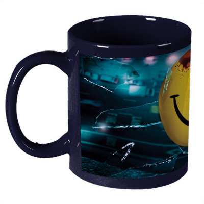 Amy Smiling Face Emotion Dark Blue Ceramic Mug 330 ml Amy Smiling Face Emotion Dark Blue Ceramic Mug 330 ml