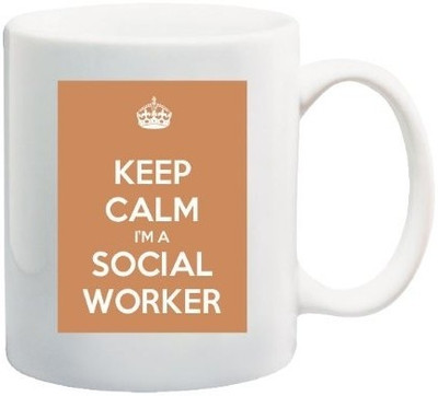 40% OFF on Teeskart Keep Calm Im A Social Worker Porcelain Mug 300 ml