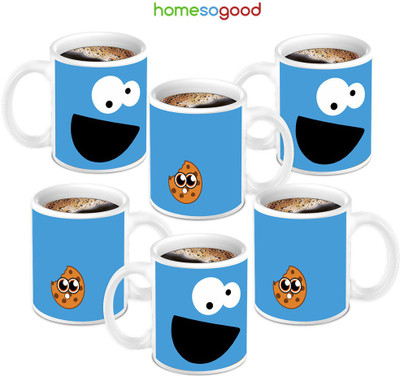 49% OFF on HomeSoGood I Need Cookies Coffee Ceramic Mug 280 ml, Pack of 6