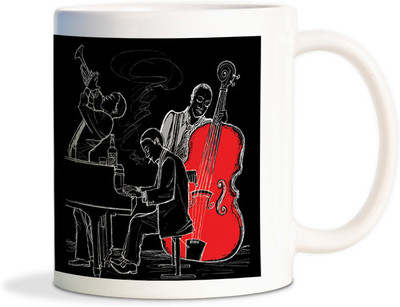 56% OFF on Shoprock Retro Music band illustration black and white Coffee Ceramic Mug 450 ml