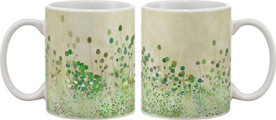 15% OFF on Artifa Plants Painting Design Porcelain, Ceramic Mug 350 ml