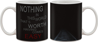 15% OFF on Artifa Nothing Comes Easy Quote Porcelain, Ceramic Mug 350 ml