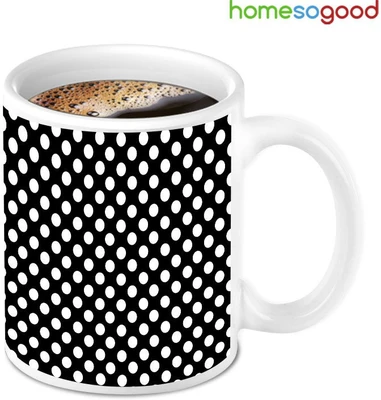 41% OFF on HomeSoGood Black And White Dot Pattern Coffee Ceramic Mug 280 ml
