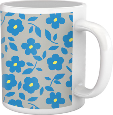 50% OFF on Tiedribbons Shy Shine_Geometric Multicolor_ Blue Flower Pattern Ceramic Mug 325 ml