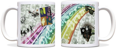 60% OFF on ShopMantra Graffiti Music Lover Black Ceramic Mug 300 ml