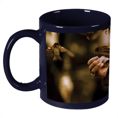 56% OFF on Amy Beautiful Cute Bird Dark Blue Ceramic Mug 330 ml