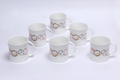 Clay Craft Diamond st-16 Star Bone China Mug 170 ml, Pack of 6