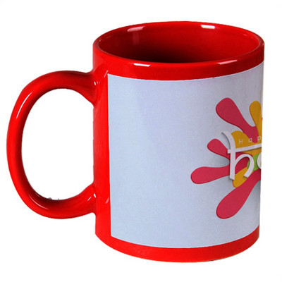 68% OFF on AMY Simple 3d Happy Holi Message Red Ceramic Mug 325 ml